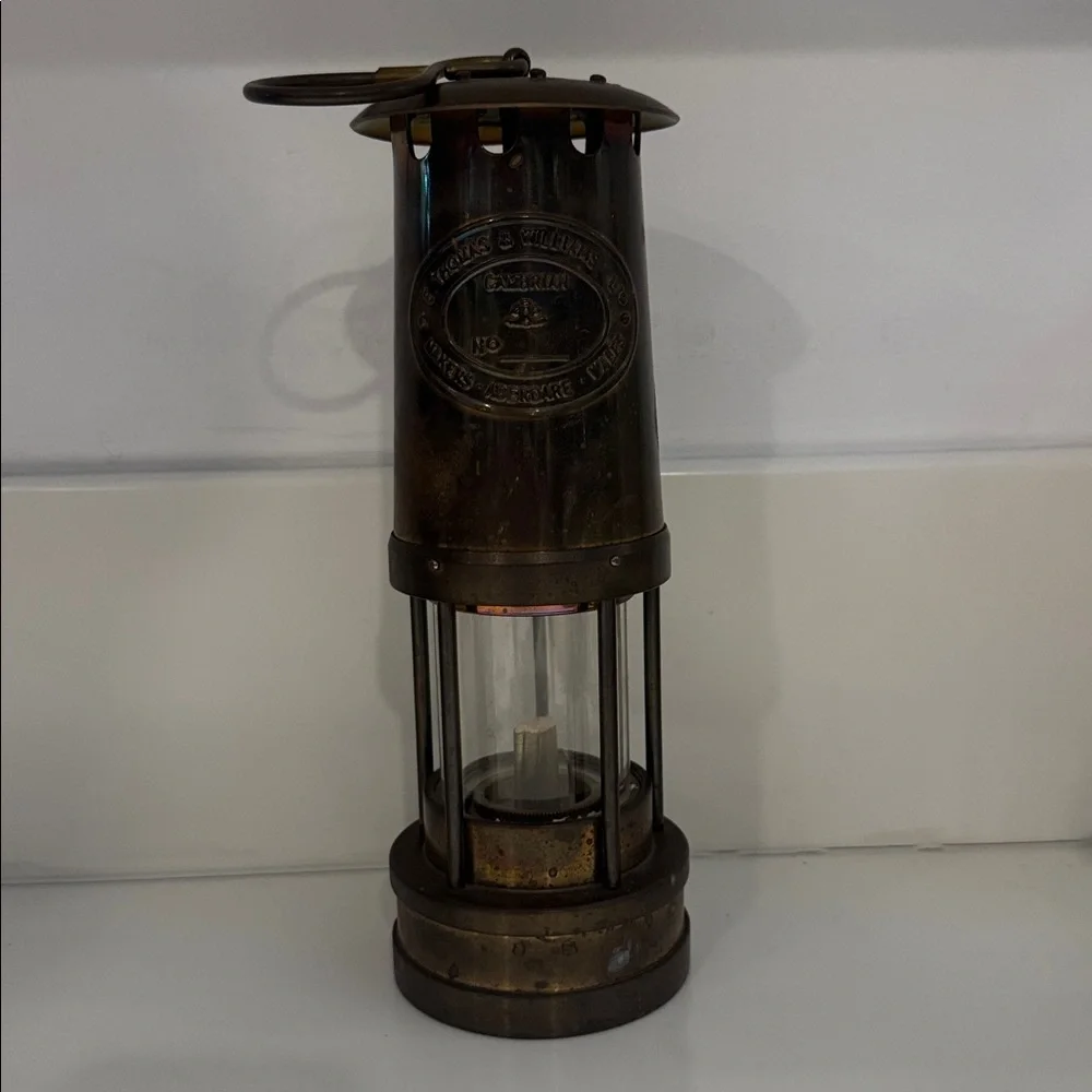 VINTAGE Brass Miners Lamp E Thomas & Williams Cambrian Safety Lamp Made in Wales